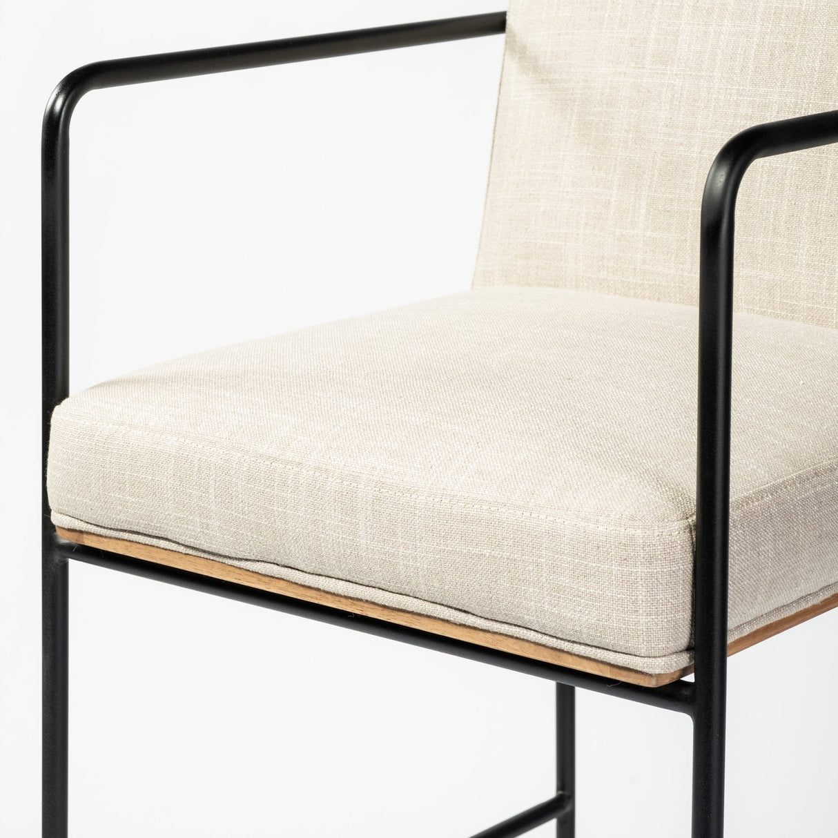 Stamford 40" Total Height Light Beige Upholstered Seat w/ Wood Back, Metal Frame Bar Stool by Mercana at Eve Furniture