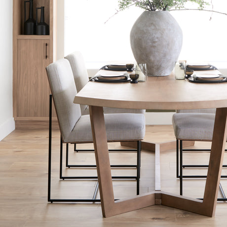 Stamford Beige Upholstered Seat w/ Wood Back, Black Metal Frame Dining Chair by Mercana at Eve Furniture