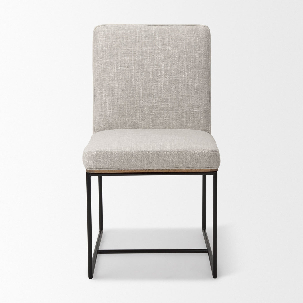 Stamford Beige Upholstered Seat w/ Wood Back, Black Metal Frame Dining Chair by Mercana at Eve Furniture