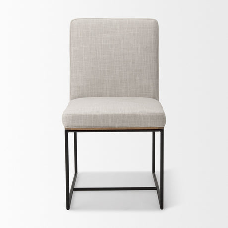 Stamford Beige Upholstered Seat w/ Wood Back, Black Metal Frame Dining Chair by Mercana at Eve Furniture
