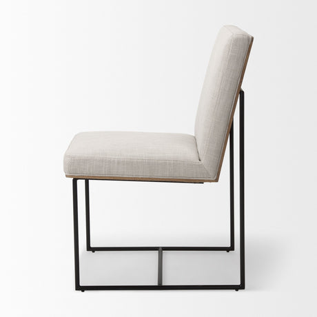 Stamford Beige Upholstered Seat w/ Wood Back, Black Metal Frame Dining Chair by Mercana at Eve Furniture