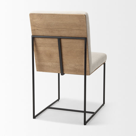 Stamford Beige Upholstered Seat w/ Wood Back, Black Metal Frame Dining Chair by Mercana at Eve Furniture