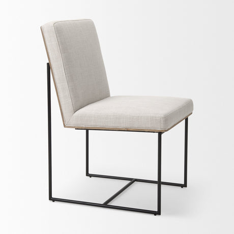 Stamford Beige Upholstered Seat w/ Wood Back, Black Metal Frame Dining Chair by Mercana at Eve Furniture