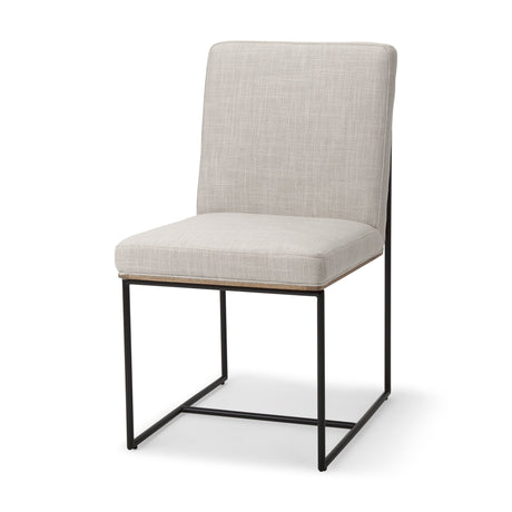 Stamford Beige Upholstered Seat w/ Wood Back, Black Metal Frame Dining Chair by Mercana at Eve Furniture