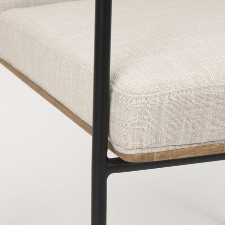 Stamford Beige Upholstered Seat w/ Wood Back, Black Metal Frame Dining Chair w/ Arms by Mercana at Eve Furniture