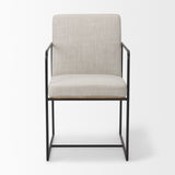 Stamford Beige Upholstered Seat w/ Wood Back, Black Metal Frame Dining Chair w/ Arms by Mercana at Eve Furniture