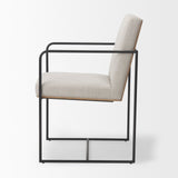 Stamford Beige Upholstered Seat w/ Wood Back, Black Metal Frame Dining Chair w/ Arms by Mercana at Eve Furniture