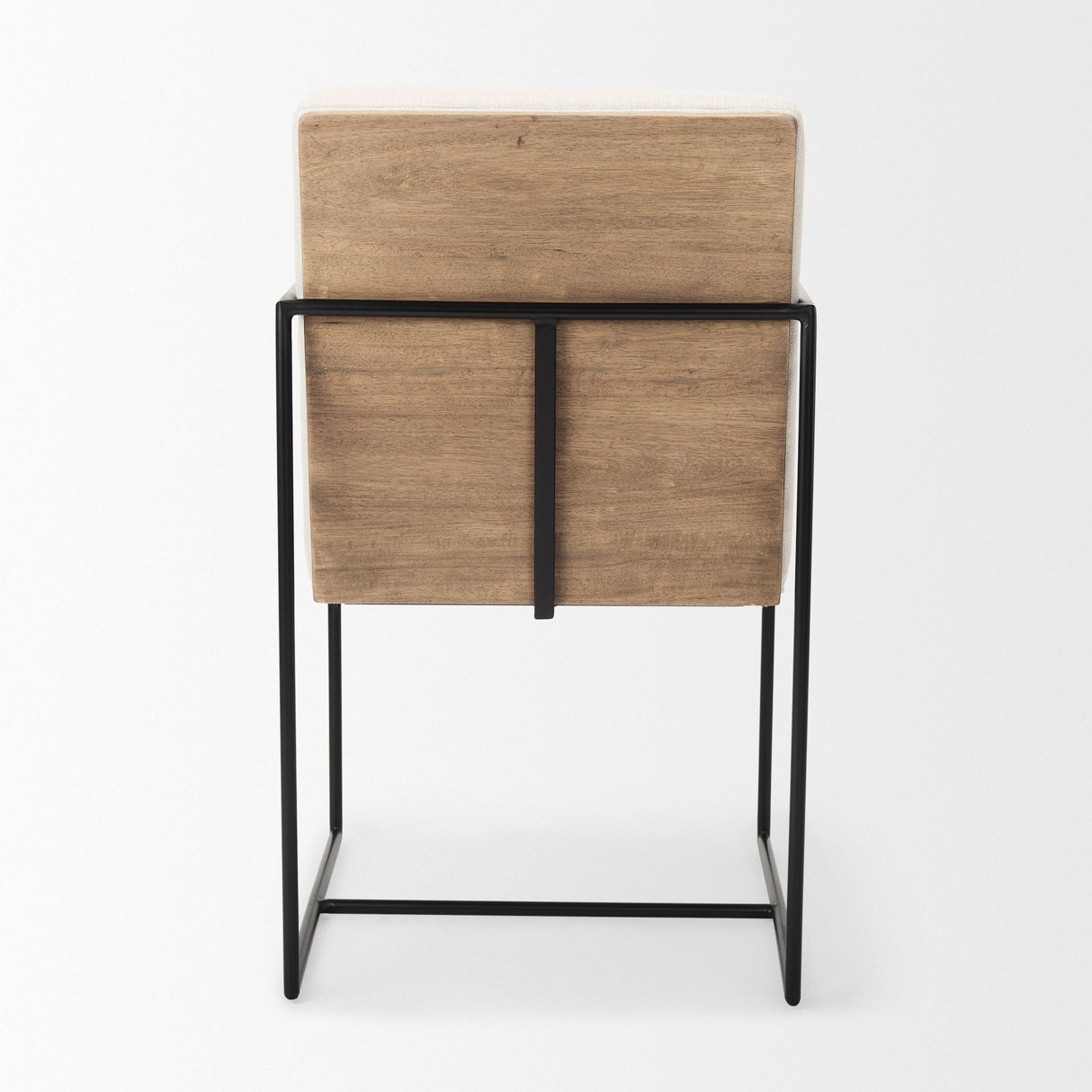 Stamford Beige Upholstered Seat w/ Wood Back, Black Metal Frame Dining Chair w/ Arms by Mercana at Eve Furniture