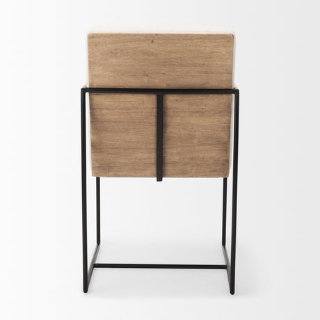 Stamford Beige Upholstered Seat w/ Wood Back, Black Metal Frame Dining Chair w/ Arms by Mercana at Eve Furniture