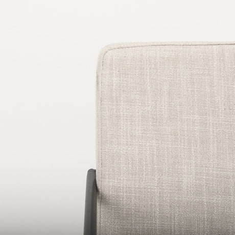 Stamford Beige Upholstered Seat w/ Wood Back, Black Metal Frame Dining Chair w/ Arms by Mercana at Eve Furniture