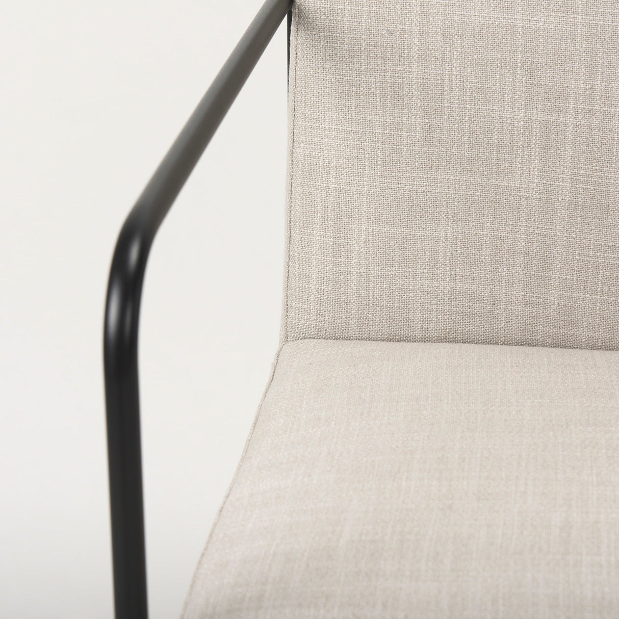 Stamford Beige Upholstered Seat w/ Wood Back, Black Metal Frame Dining Chair w/ Arms by Mercana at Eve Furniture