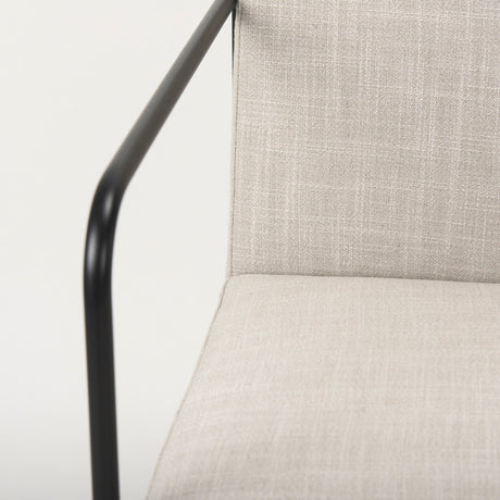 Stamford Beige Upholstered Seat w/ Wood Back, Black Metal Frame Dining Chair w/ Arms by Mercana at Eve Furniture