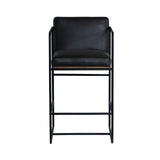 Stamford 36" Total Height Black Leather Seat w/ Wood Back Metal Counter Stool by Mercana at Eve Furniture
