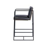 Stamford 36" Total Height Black Leather Seat w/ Wood Back Metal Counter Stool by Mercana at Eve Furniture