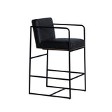 Stamford 36" Total Height Black Leather Seat w/ Wood Back Metal Counter Stool by Mercana at Eve Furniture