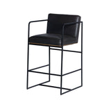 Stamford 36" Total Height Black Leather Seat w/ Wood Back Metal Counter Stool by Mercana at Eve Furniture