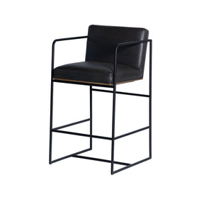 Stamford 36" Total Height Black Leather Seat w/ Wood Back Metal Counter Stool by Mercana at Eve Furniture