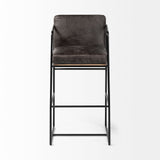 Stamford Black Leather Seat w/ Wood Back, Metal Frame Bar Stool by Mercana at Eve Furniture