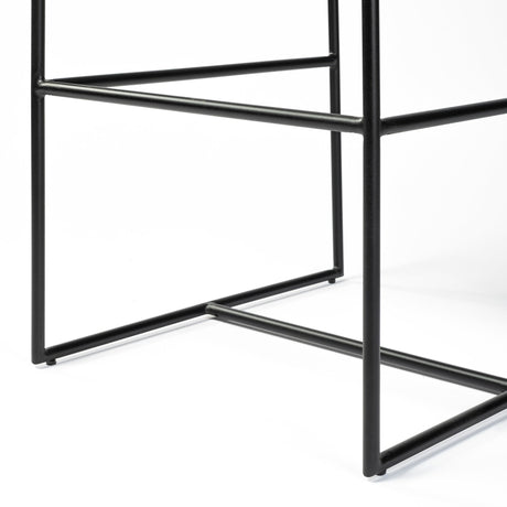 Stamford Black Leather Seat w/ Wood Back, Metal Frame Bar Stool by Mercana at Eve Furniture
