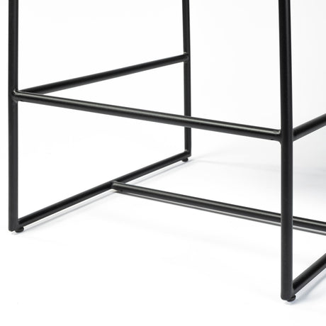 Stamford Black Leather Seat w/ Wood Back, Metal Frame Counter Stool by Mercana at Eve Furniture