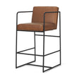 Stamford Brown Leather Seat w/ Wood Back, Metal Frame Counter Stool by Mercana at Eve Furniture