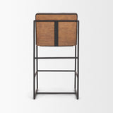 Stamford Charcoal-Brown Leather Seat w/ Wood Back Metal Counter Stool by Mercana at Eve Furniture