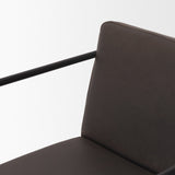 Stamford Charcoal-Brown Leather Seat w/ Wood Back Metal Counter Stool by Mercana at Eve Furniture