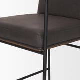Stamford Charcoal-Brown Leather Seat w/ Wood Back Metal Counter Stool by Mercana at Eve Furniture