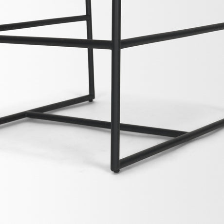 Stamford Charcoal-Brown Leather Seat w/ Wood Back Metal Counter Stool by Mercana at Eve Furniture