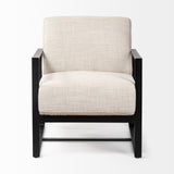 Stamford Light Beige Upholstered Seat w/ Wood Back, Metal Frame Accent Chair by Mercana at Eve Furniture