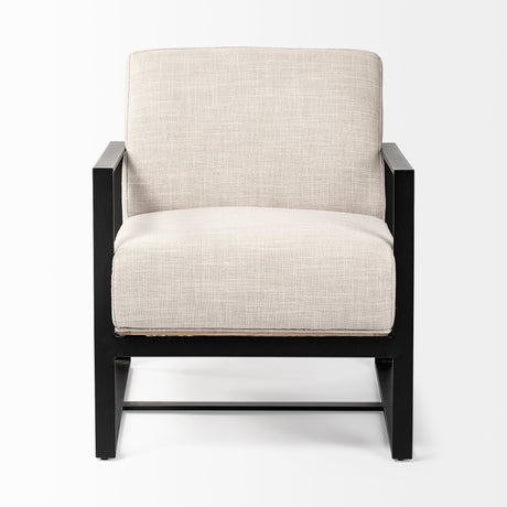 Stamford Light Beige Upholstered Seat w/ Wood Back, Metal Frame Accent Chair by Mercana at Eve Furniture