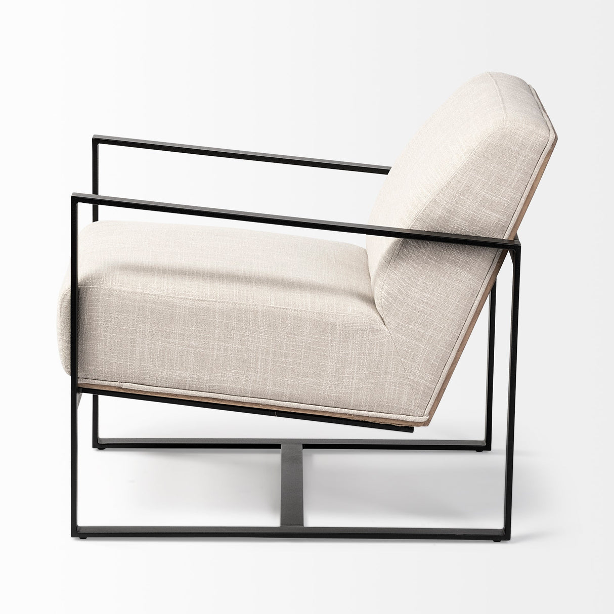 Stamford Light Beige Upholstered Seat w/ Wood Back, Metal Frame Accent Chair by Mercana at Eve Furniture