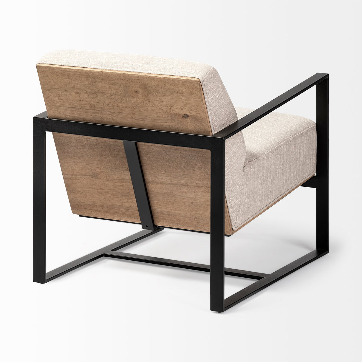 Stamford Light Beige Upholstered Seat w/ Wood Back, Metal Frame Accent Chair by Mercana at Eve Furniture