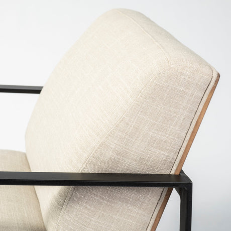 Stamford Light Beige Upholstered Seat w/ Wood Back, Metal Frame Accent Chair by Mercana at Eve Furniture