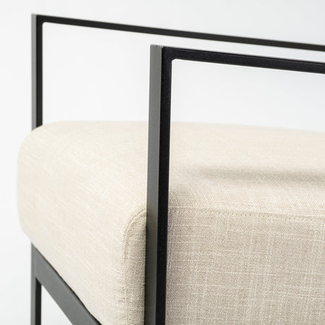 Stamford Light Beige Upholstered Seat w/ Wood Back, Metal Frame Accent Chair by Mercana at Eve Furniture