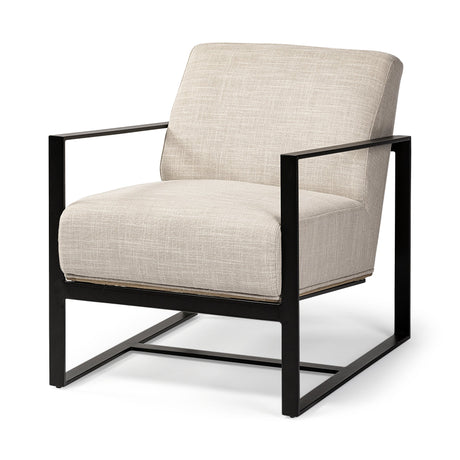 Stamford Light Beige Upholstered Seat w/ Wood Back, Metal Frame Accent Chair by Mercana at Eve Furniture
