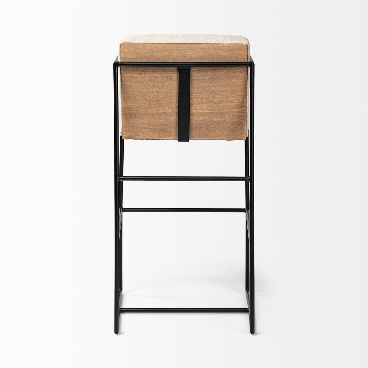Stamford Light Beige Upholstered Seat w/ Wood Back, Metal Frame Bar Stool by Mercana at Eve Furniture