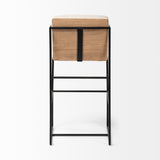 Stamford Light Beige Upholstered Seat w/ Wood Back, Metal Frame Bar Stool by Mercana at Eve Furniture
