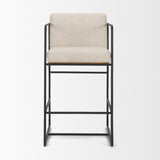 Stamford Light Beige Upholstered Seat w/ Wood Back, Metal Frame Counter Stool by Mercana at Eve Furniture