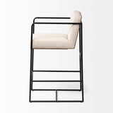 Stamford Light Beige Upholstered Seat w/ Wood Back, Metal Frame Counter Stool by Mercana at Eve Furniture