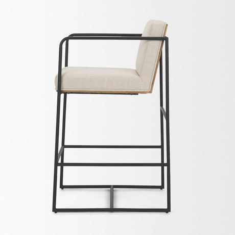 Stamford Light Beige Upholstered Seat w/ Wood Back, Metal Frame Counter Stool by Mercana at Eve Furniture