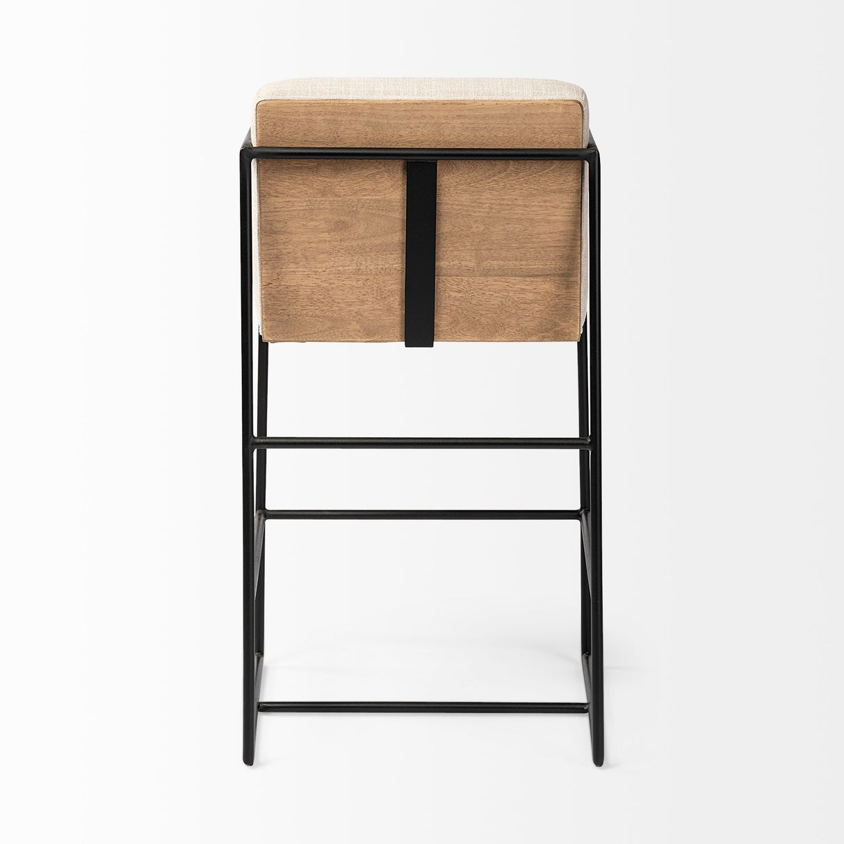 Stamford Light Beige Upholstered Seat w/ Wood Back, Metal Frame Counter Stool by Mercana at Eve Furniture