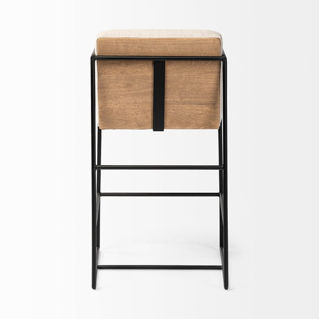 Stamford Light Beige Upholstered Seat w/ Wood Back, Metal Frame Counter Stool by Mercana at Eve Furniture