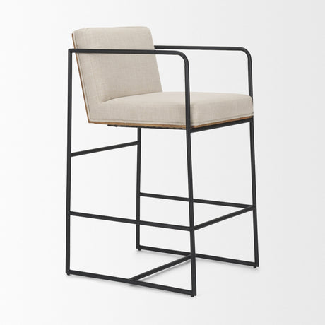 Stamford Light Beige Upholstered Seat w/ Wood Back, Metal Frame Counter Stool by Mercana at Eve Furniture