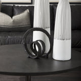 Stanislaw II Black Metal Infinite Ribbon Sculpture by Mercana at Eve Furniture