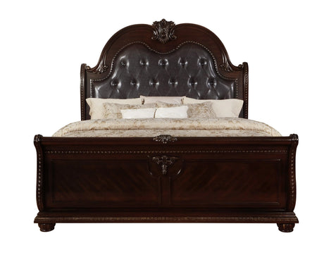 Stanley Cherry Brown King Upholstered Sleigh Bed by Crown Mark at Eve Furniture