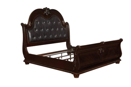 Stanley Cherry Brown King Upholstered Sleigh Bed by Crown Mark at Eve Furniture