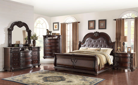 Stanley Cherry Brown King Upholstered Sleigh Bed by Crown Mark at Eve Furniture