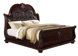 Stanley Cherry Brown King Upholstered Sleigh Bed by Crown Mark at Eve Furniture