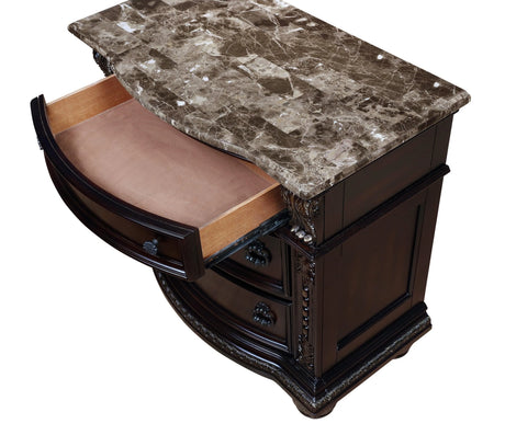 Stanley Cherry Brown Nightstand with Marble Top by Crown Mark at Eve Furniture